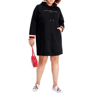 Tommy Hilfiger Womens Black Hoodie Long Sleeves Sweatshirt Dress Plus NWT